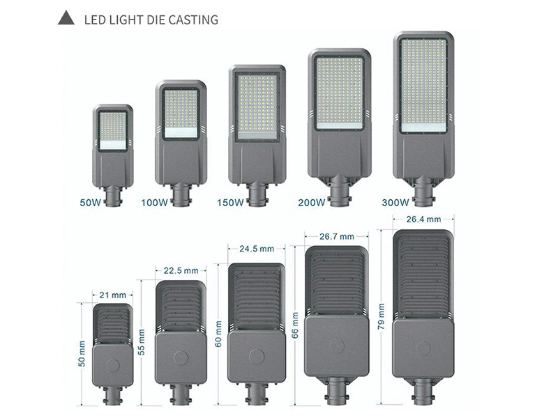 Máquina de fundición a presión para fabricar carcasas de farolas LED.