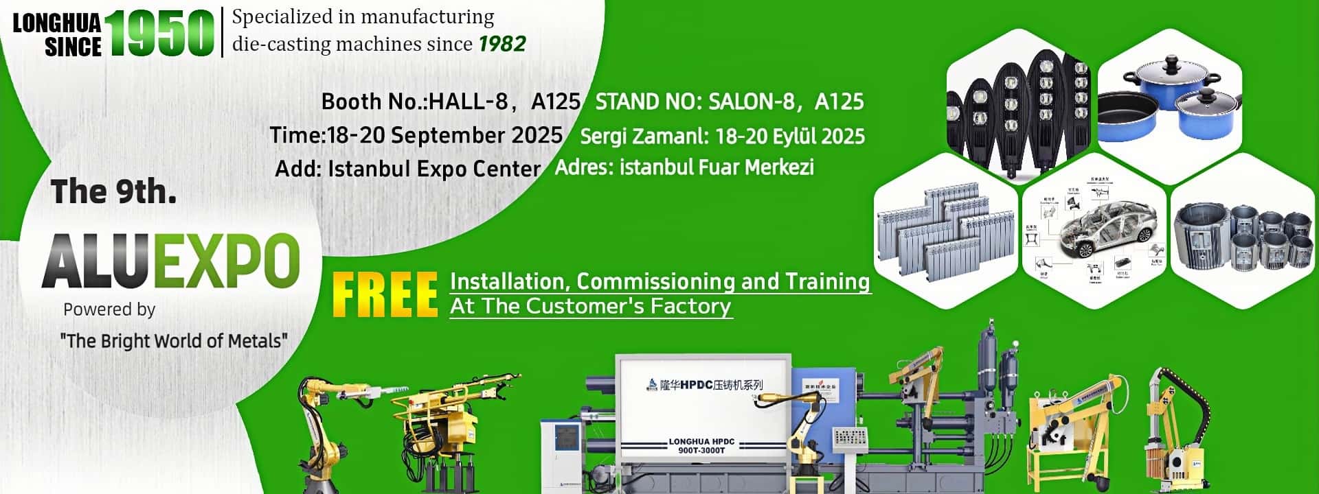 En la 9ª Exposición Internacional de Aluminio de Turquía, Longhua Die Casting Machines invita sinceramente a los socios globales a reunirse.